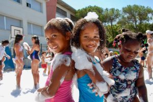 Two Girls Playing in Standard Foam Party by Twin City Inflatables | Lexington, NC